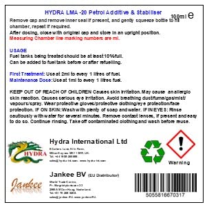 HYDRA LMA-20 100ml x3 Fuel Fit Petrol Injector Cleaner Additive & Stabiliser for all 2-Stroke and 4-Stroke Engines Cost Only 1p per litre treated fuel