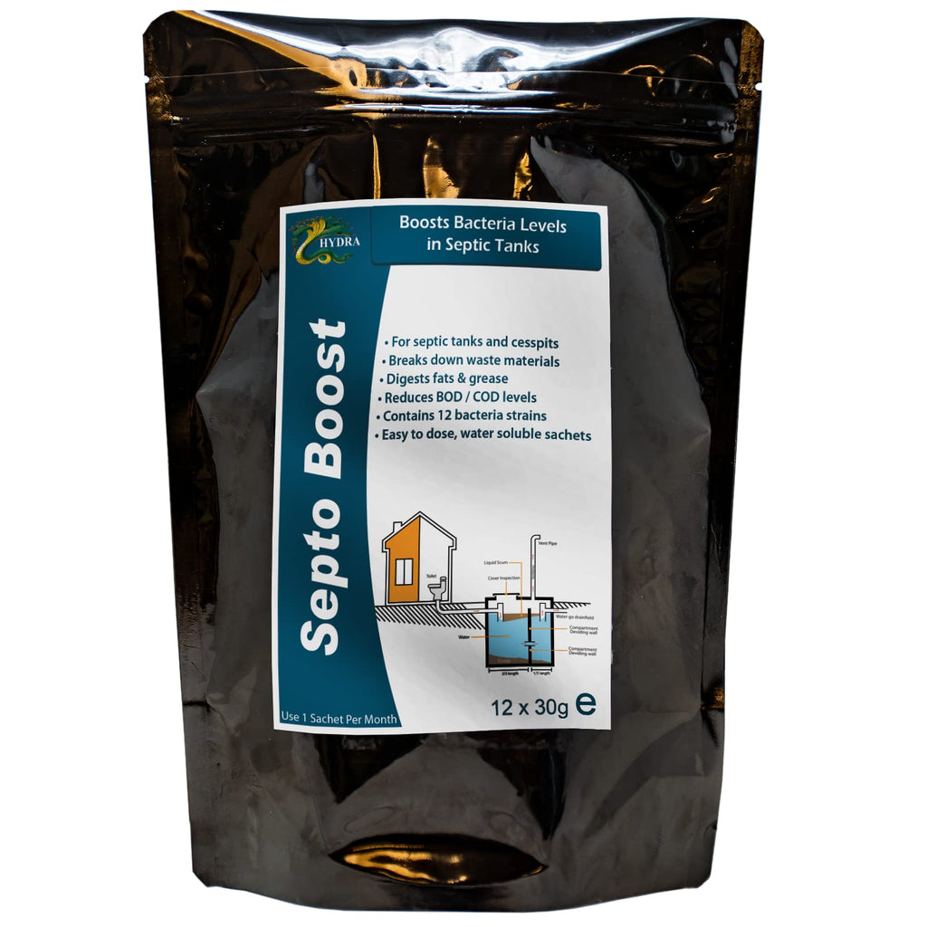 Hydra Septo Boost Strong Bacteria and Enzyme Treatment for Septic Tank Maintenance Reduces BOD/cod Levels Cleaning Drainage Area Improve Performance No Offensive Smells