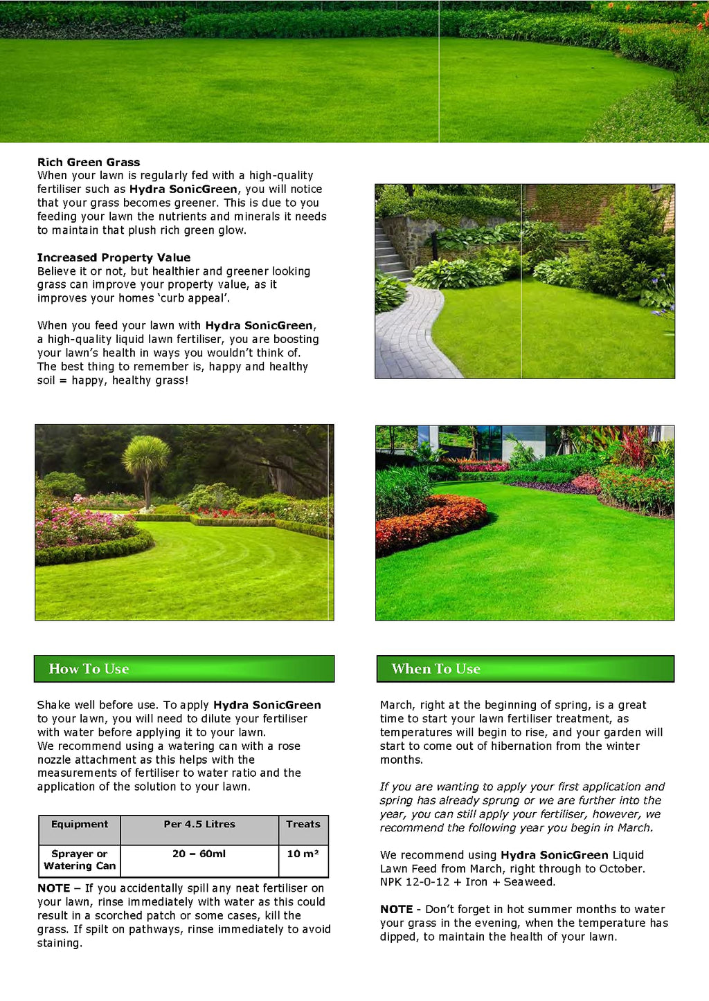 Hydra SonicGreen Grass Lawn Feed Fertiliser (5 Litre)