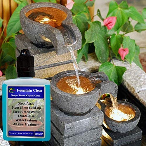 Hydra Fountain Clear Water Feature Cleaner | 250ml Treats 7,500L Highest Dilution Rates - Water Feature Treatment Keeps Water Crystal Clear from Algae, Cleans Water & Biofilm Build-up