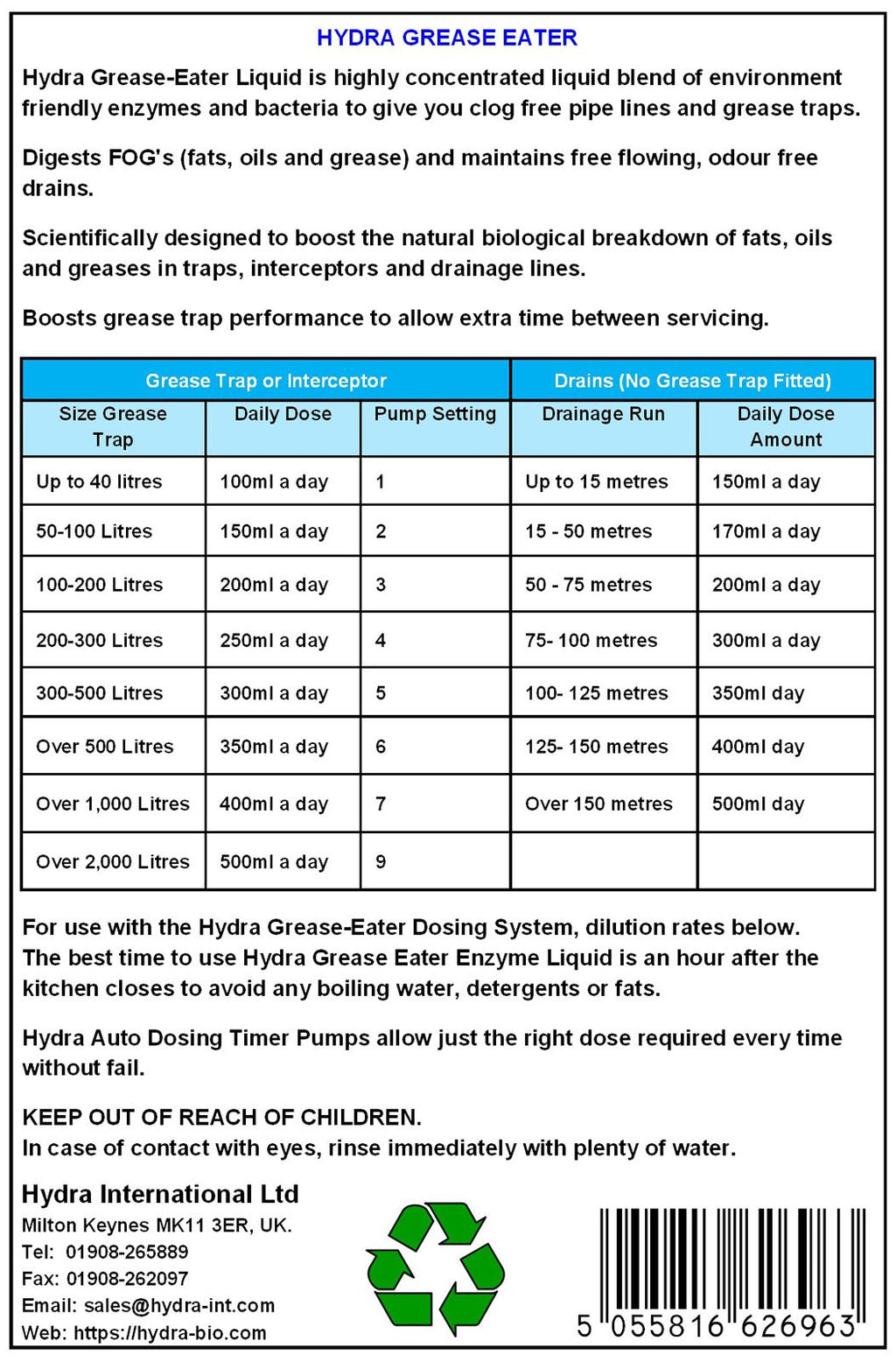 Hydra Grease Trap Enzyme Cleaner