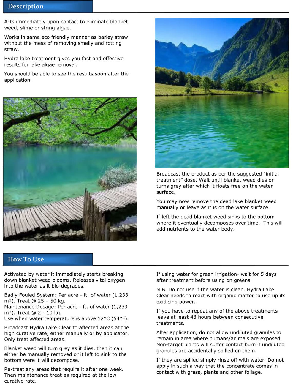 Hydra Blanket Weed & String Algae Treatment for Lake and Larger Pond Water LAKE CLEAR 25KG