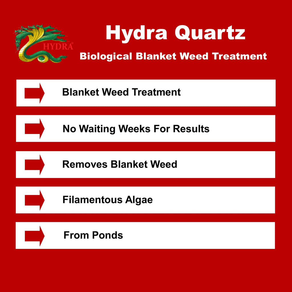 Hydra Quartz Blanket Weed Pond Treatment - Blanket Weed Killer for Ponds | Removes Harmful Ammonia from Water | 5 Kg Treats Up to 62,500 Liters
