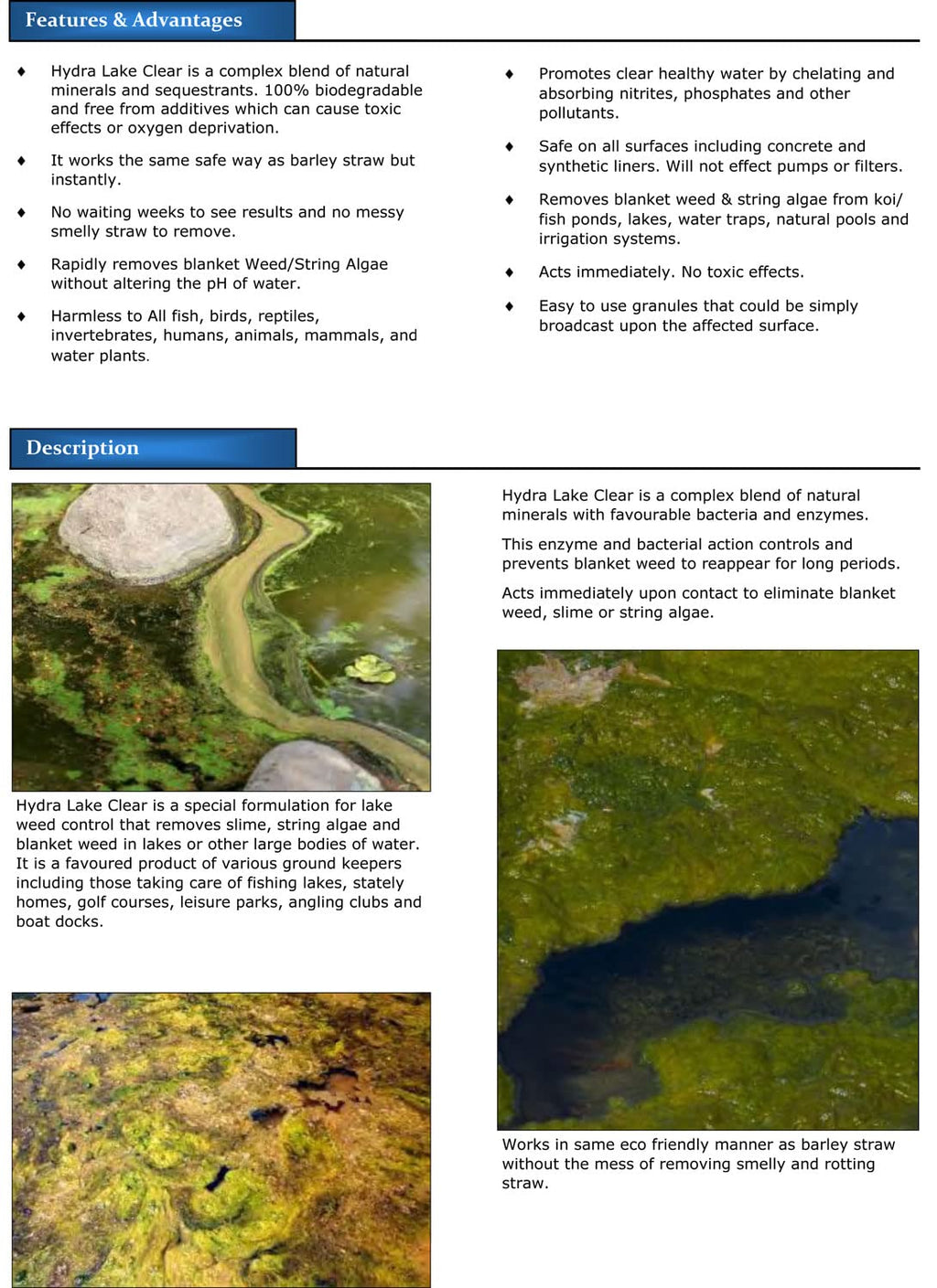 Hydra Blanket Weed & String Algae Treatment for Lake and Larger Pond Water LAKE CLEAR 25KG