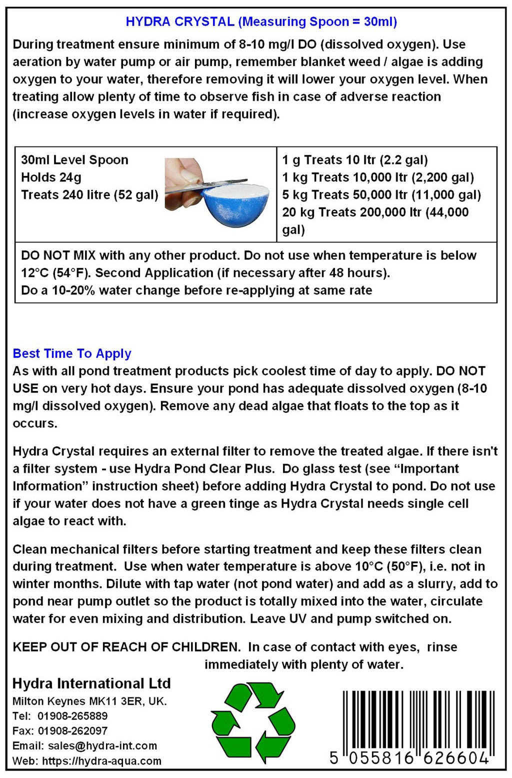 Hydra Crystal Water Treatment FBA