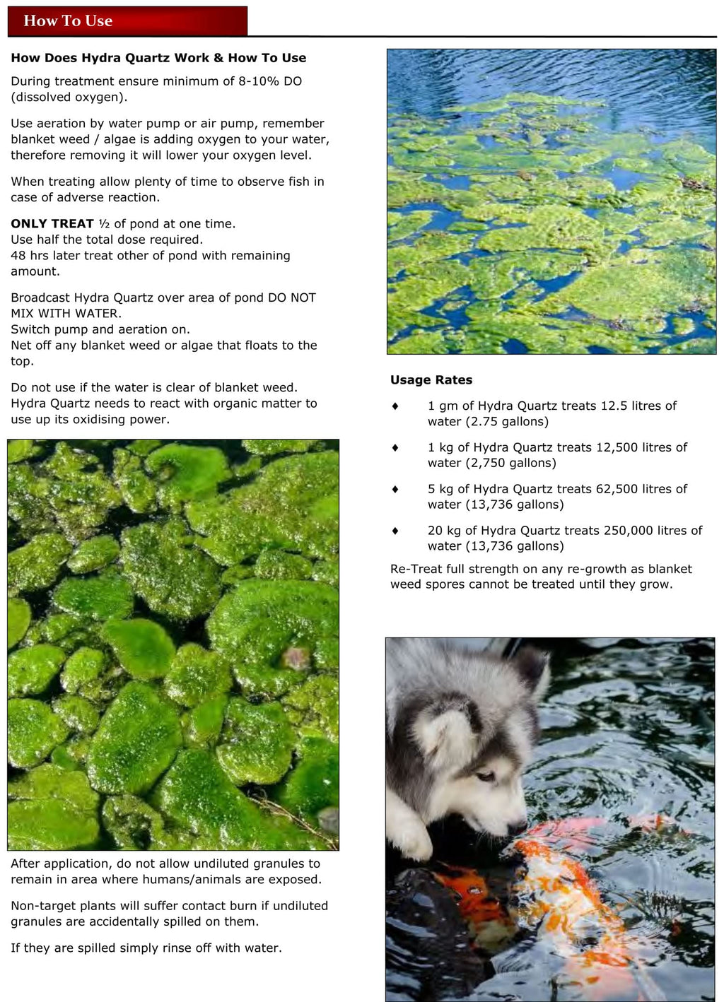 Hydra Quartz Blanket Weed Pond Treatment - Blanket Weed Killer for Ponds | Removes Harmful Ammonia from Water | 5 Kg Treats Up to 62,500 Liters