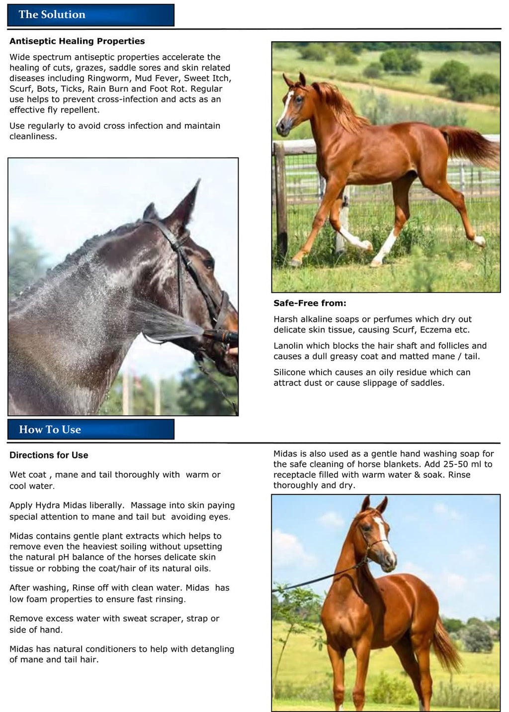 HYDRA MIDAS 1L Horse Herbal Conditioning Skin Shampoo for Smooth, Strong and Glossy Coat, Mane & Tail