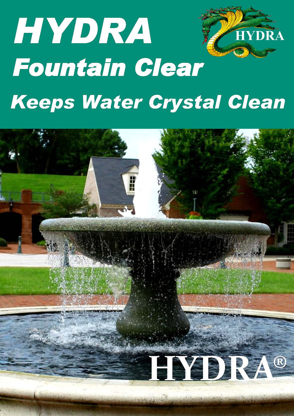 Hydra Fountain Clear Water Feature Cleaning, 2x250ml Treats 15,000L Highest Dilution Rates, Fountain Cleaner Treatment Keeps Water Crystal Clear from Algae, Green Water, Biofilm Build-up