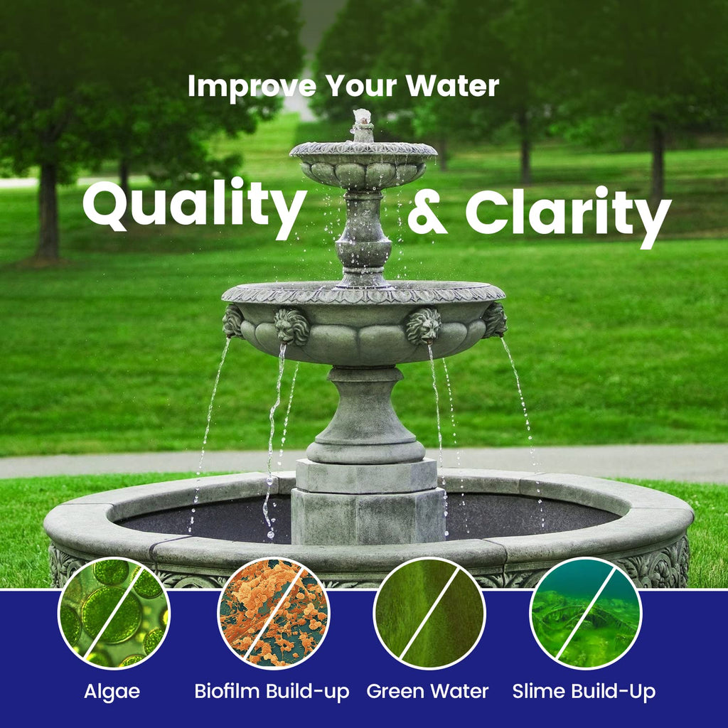 Hydra Fountain Clear Water Feature Cleaning, 250ml Treats 7,500L Highest Dilution Rates, Fountain Cleaner Treatment Keeps Water Crystal Clear from Algae, Green Water, Biofilm Build-up