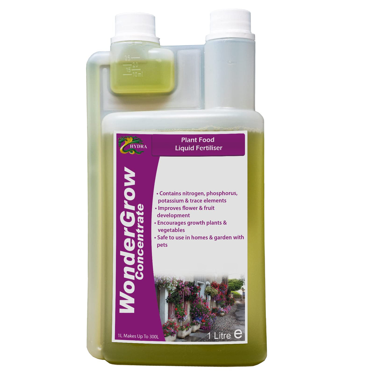 Hydra WonderGrow Liquid Plant Food - Indoor Plant Food & Seaweed Fertiliser for House Plants | Plant feed & Fertiliser for Gardens & Lawns | 1 Litre
